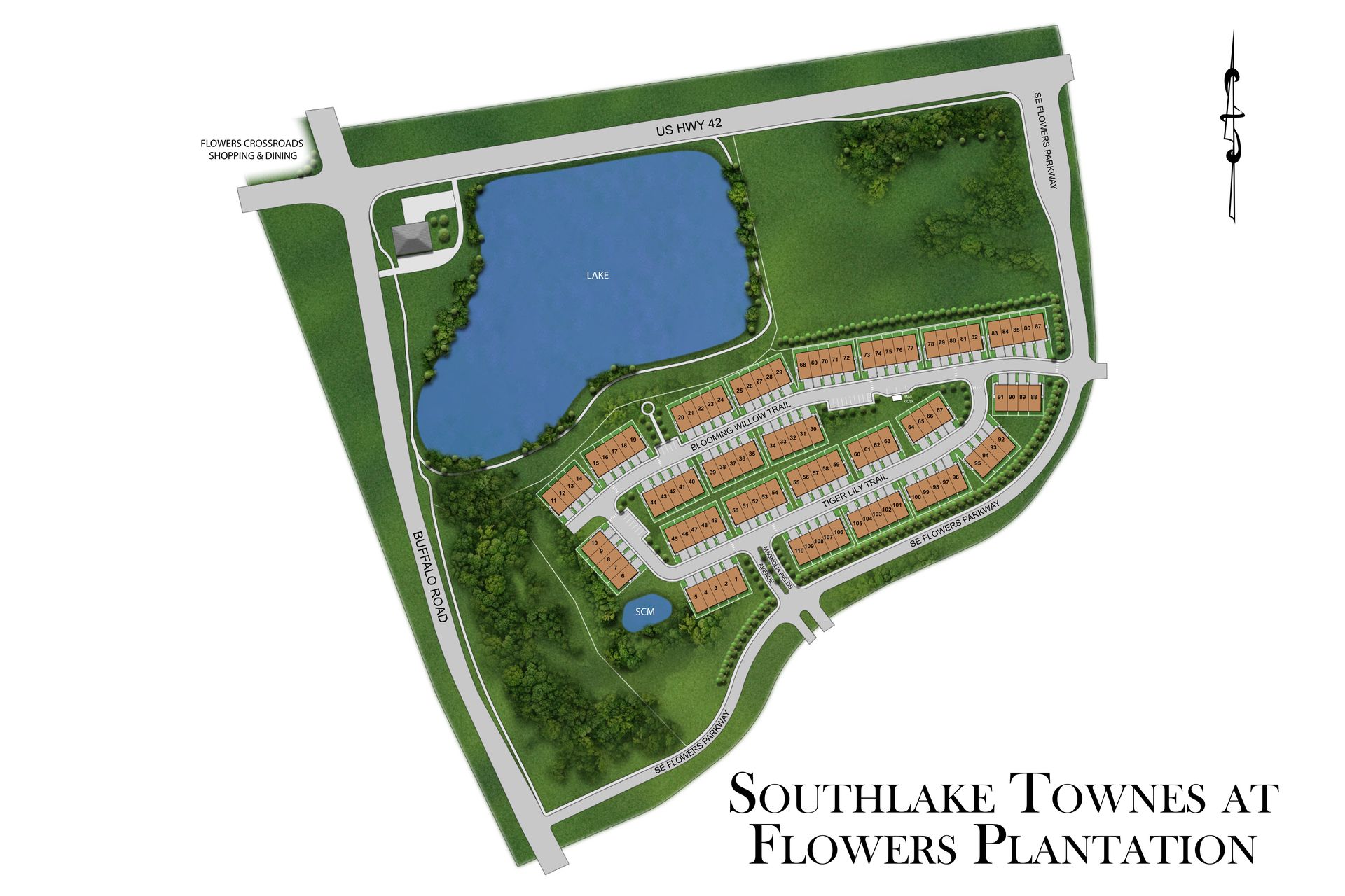 South Lake Townes at Flowers Plantation community map