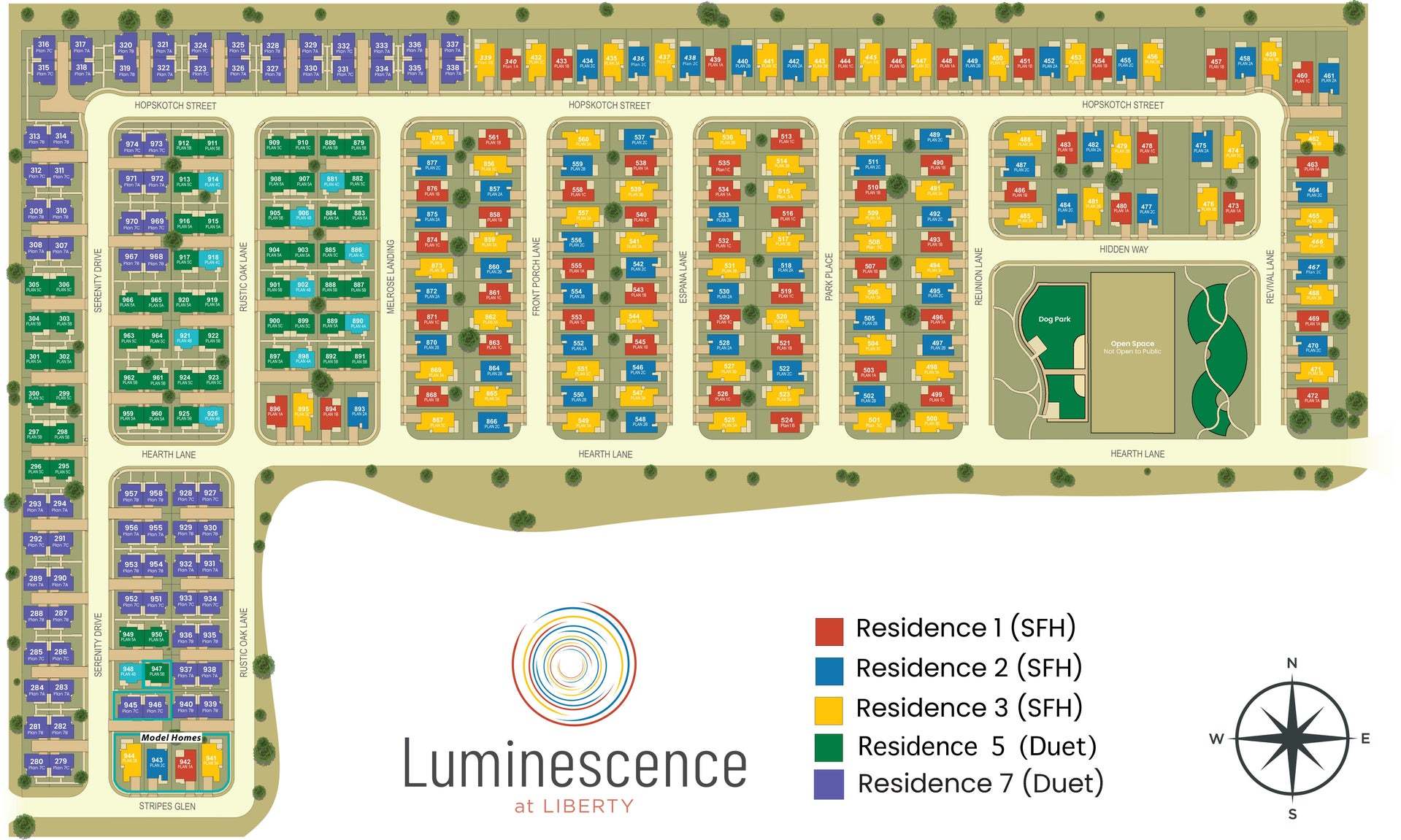 Luminescence at Liberty, 55+ Active Adult community map