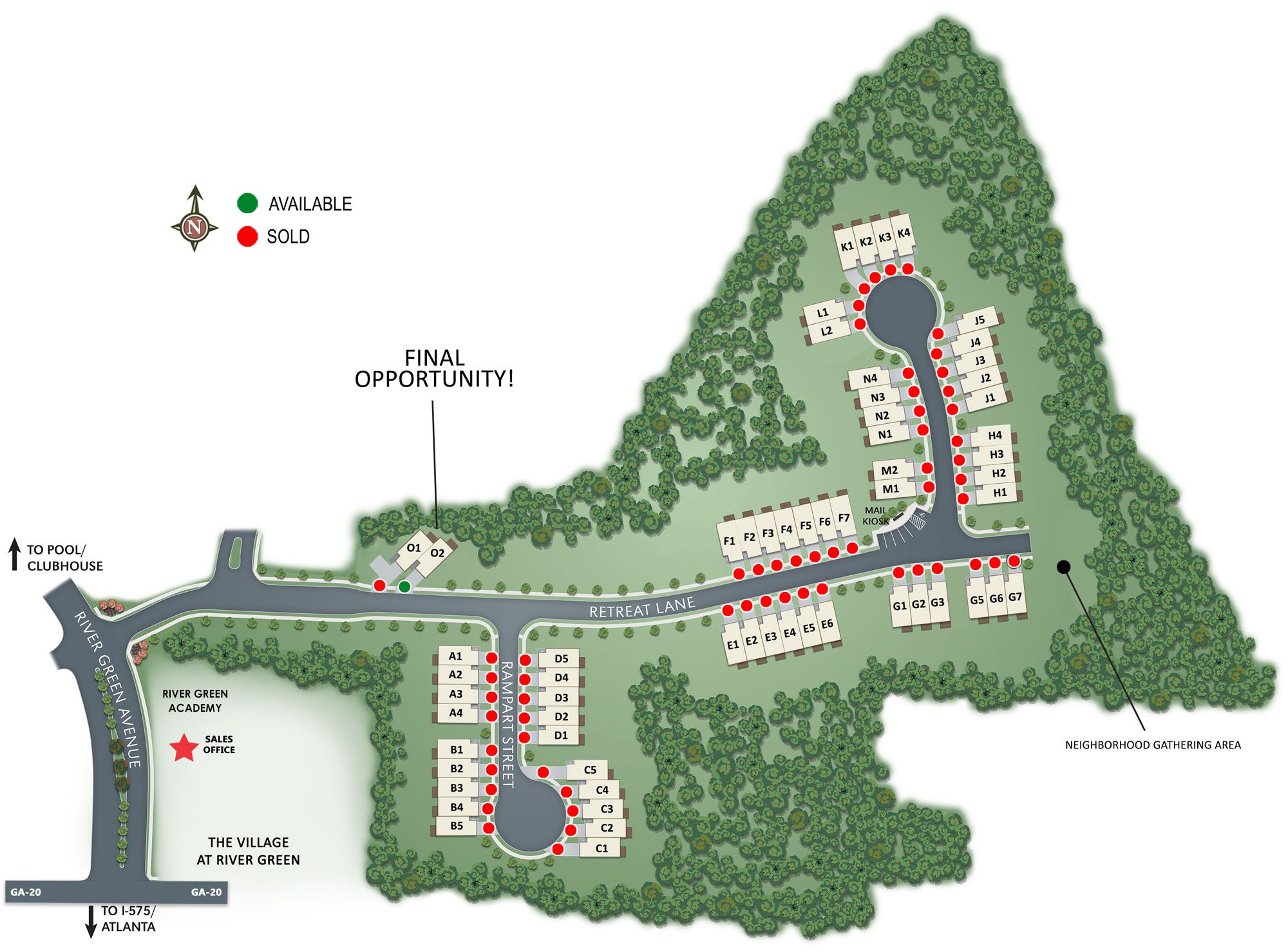 The Retreat at River Green community map