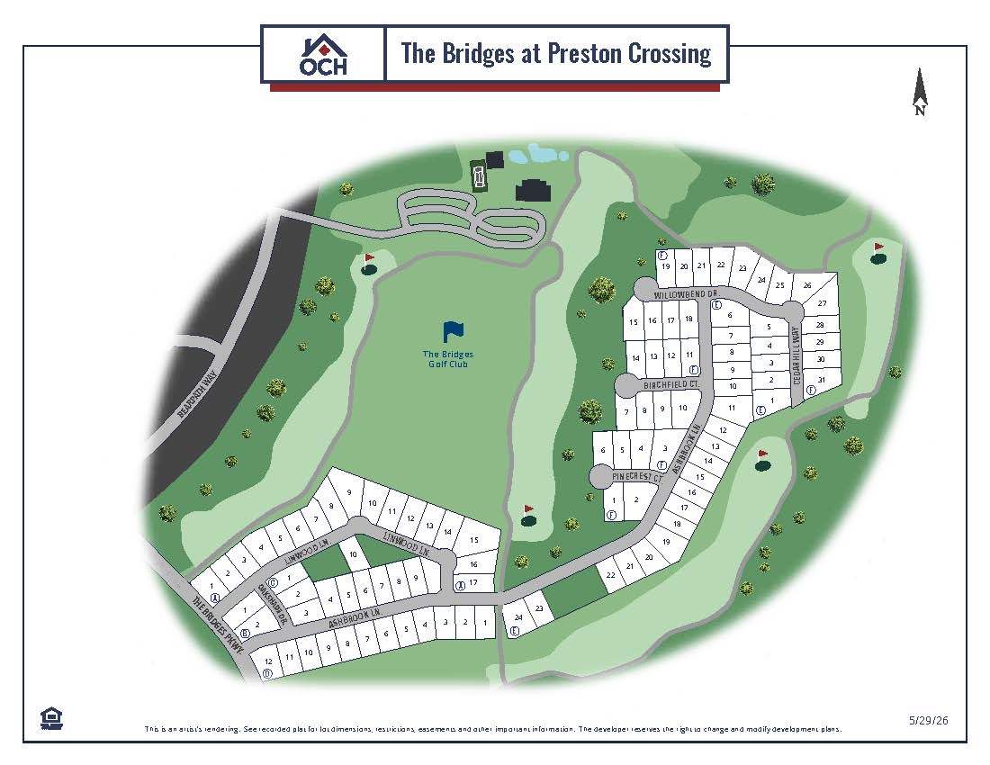 The Bridges at Preston Crossing community map