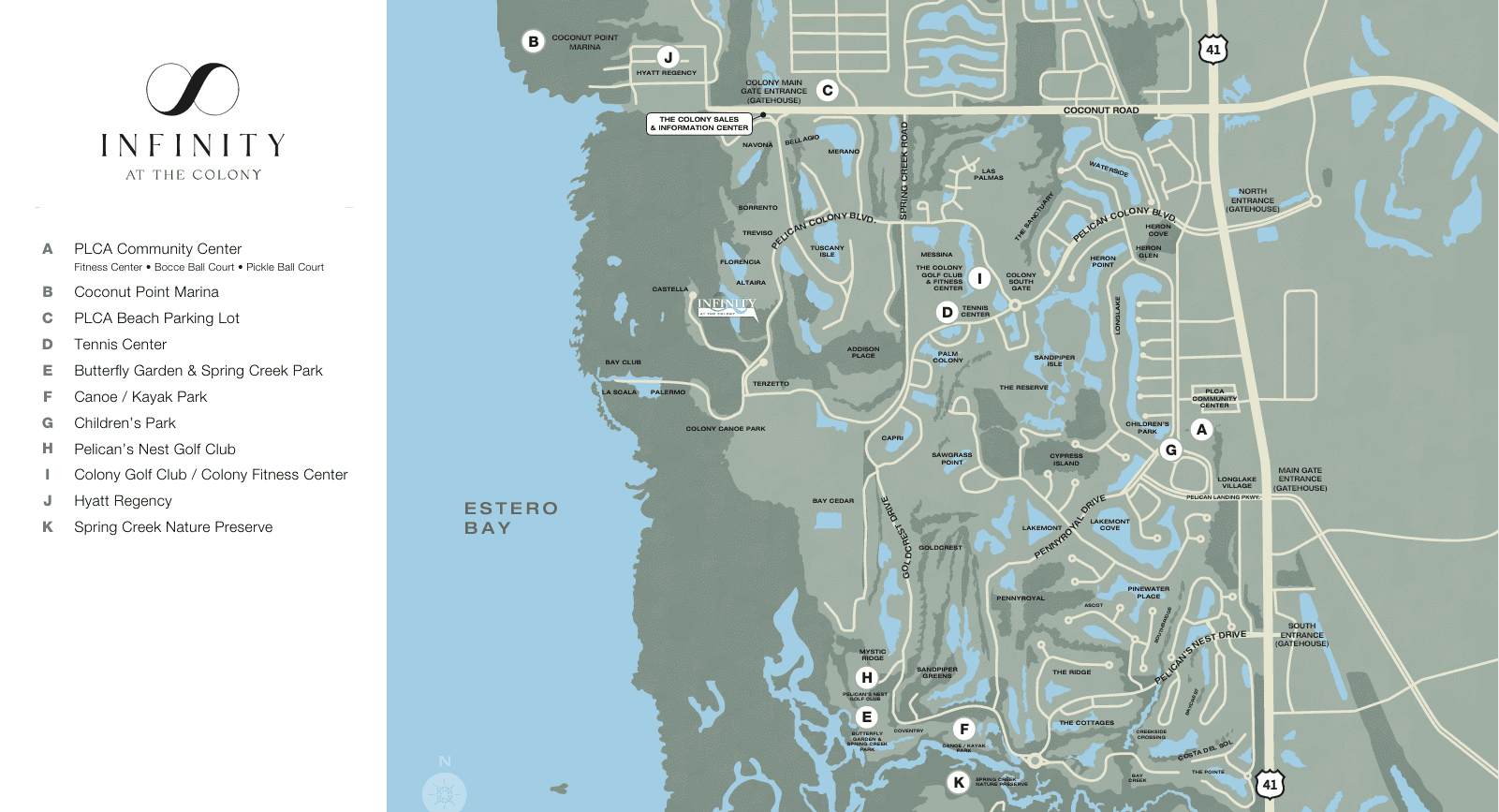 Infinity at the Colony Golf and Bay Club community map