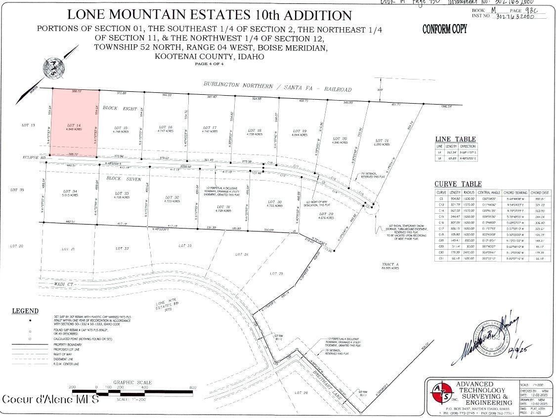 L14b8 N Eclipse Road. Rathdrum, ID 83858