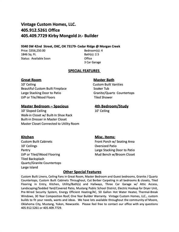 9340 Sw 42Nd Street. Oklahoma City, OK 73179