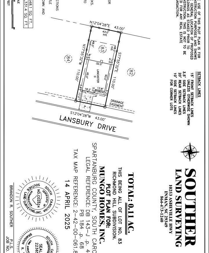 12065 Lansbury Drive. Inman, SC 29349