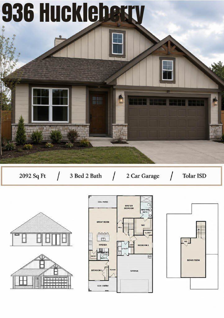 936 Huckleberry Lane. Tolar, TX 76476