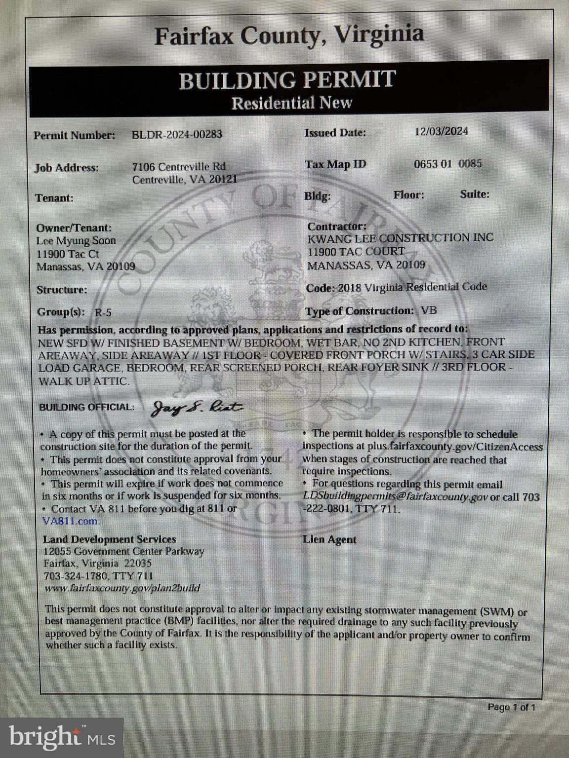 7106 Centreville Road. Centreville, VA 20121