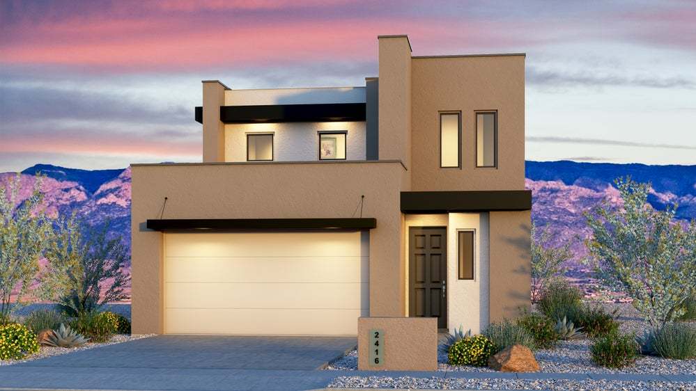 Modern Homes Rio Rancho Cabo Plan at Moderno at Lomas Encantadas in Rio Rancho, NM by Abrazo Homes