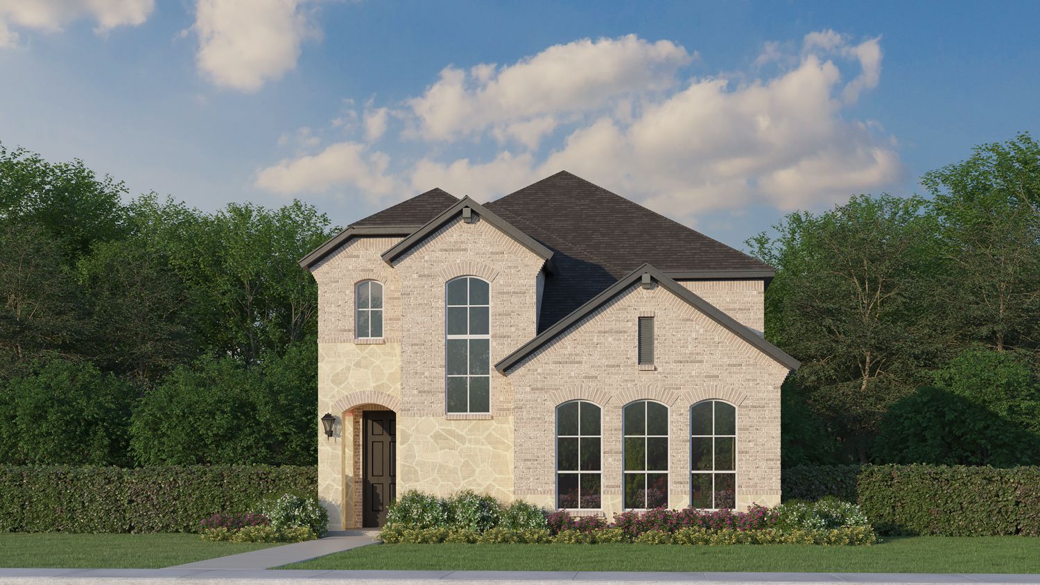 Plan 1458 Elevation A with Stone