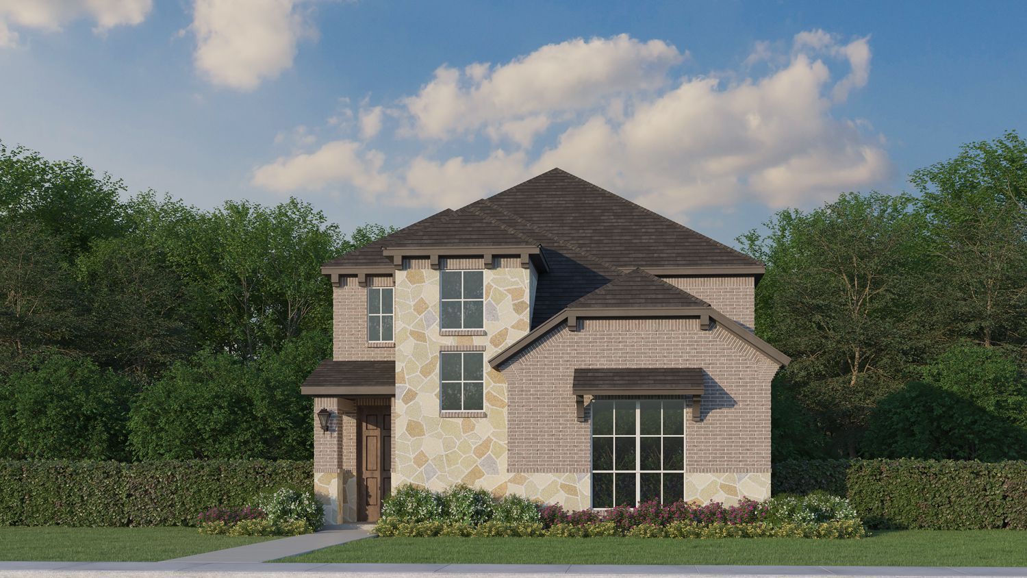 Plan 1458 Elevation B with Stone