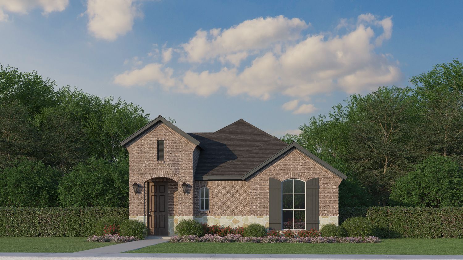 Plan 1450 Elevation A with Stone