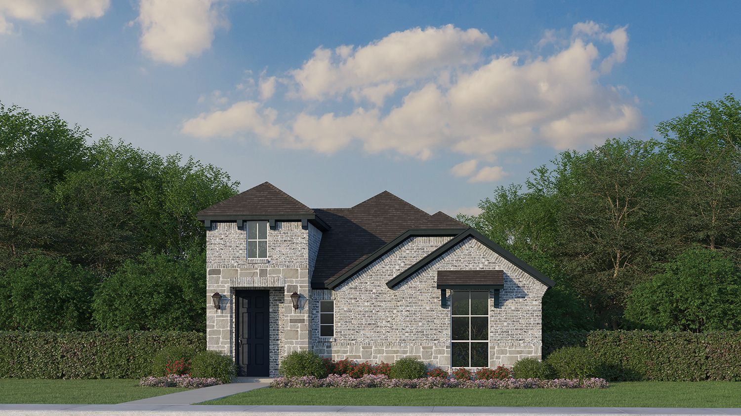 Plan 1450 Elevation B with Stone