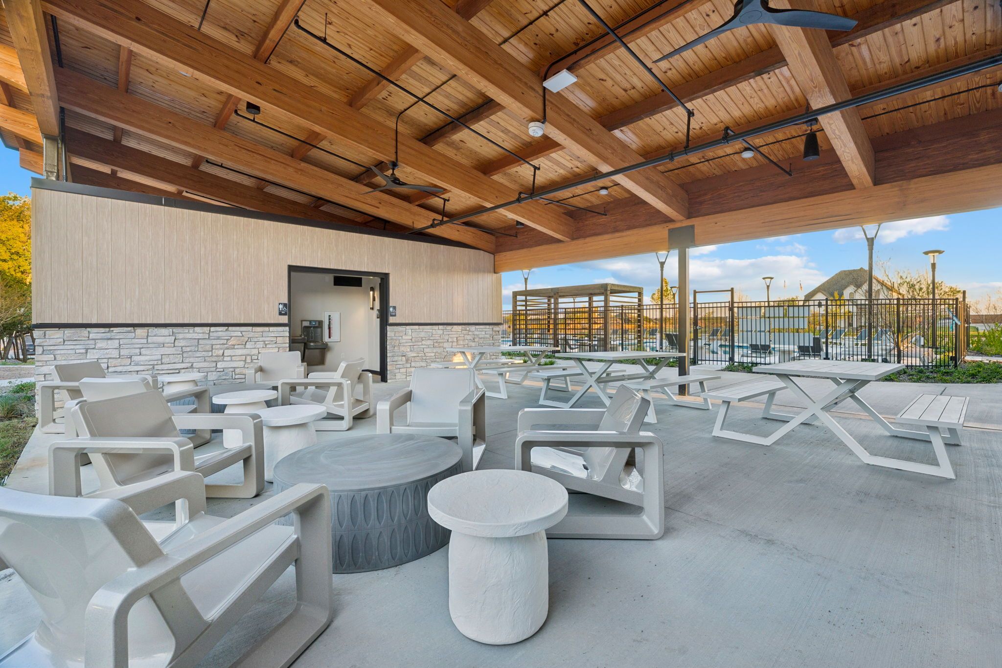 Wildridge Rudman Outdoor Gathering Space by Swimming Pool