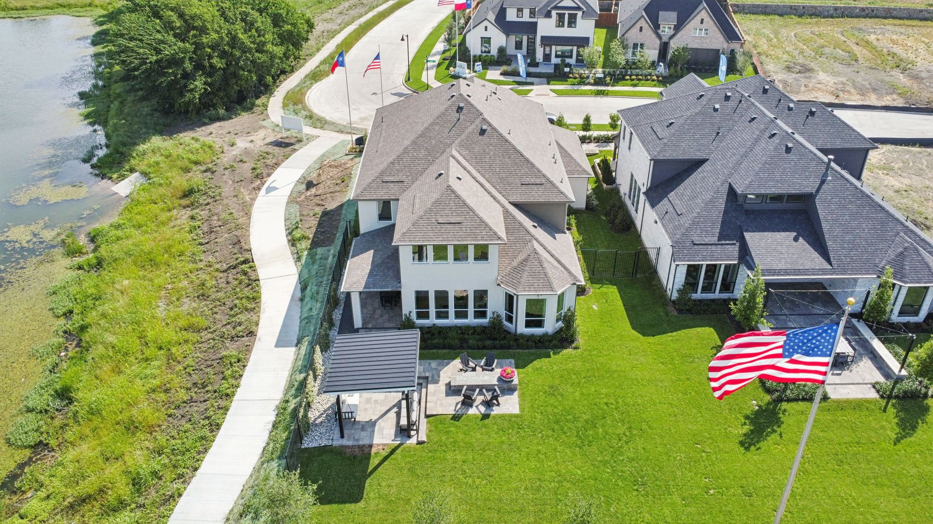 American Legend Homes' 55' model in Ten Mile Creek - Aerial