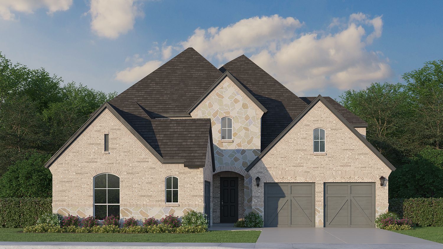 Plan 1648 Elevation A w/ Stone