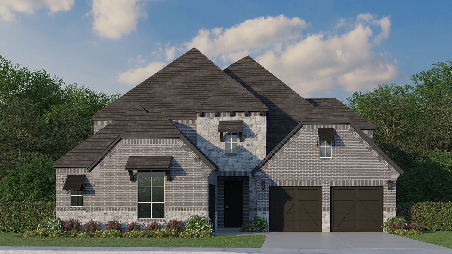 Plan 1648 Elevation B w/ Stone