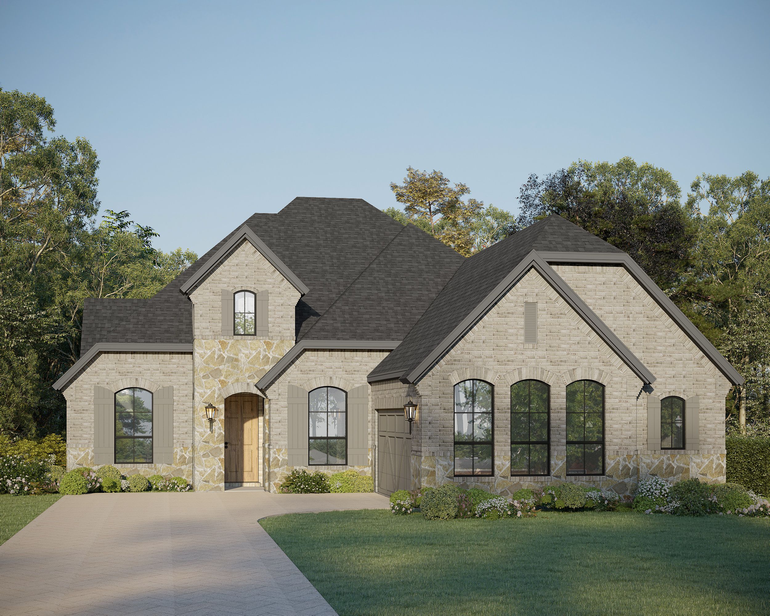 Plan 1645 Elevation A w/ Stone