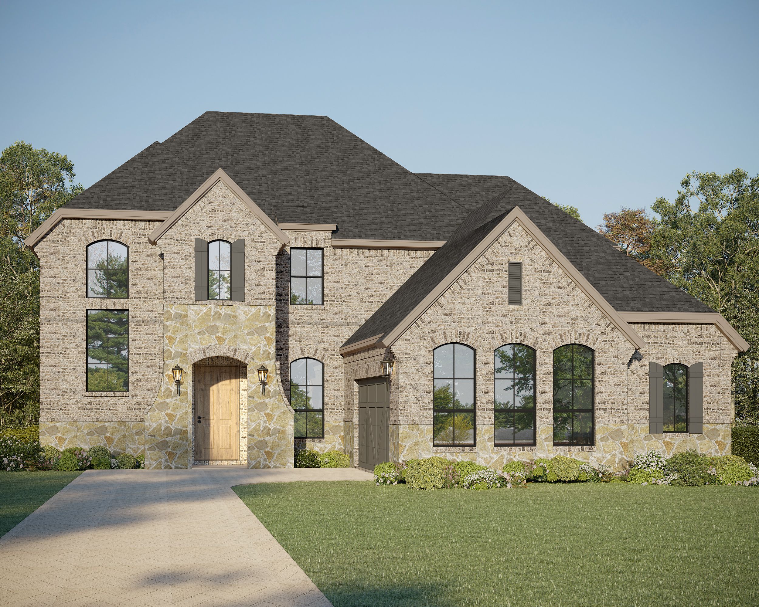 Plan 1646 Elevation A with Stone