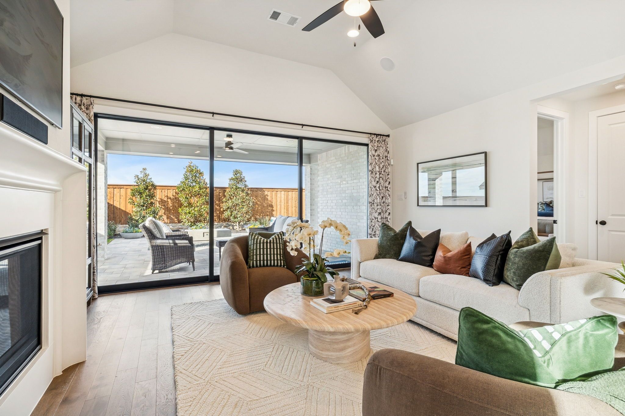 Meraki Model Living Room & Patio | American Legend Homes – Forney, TX