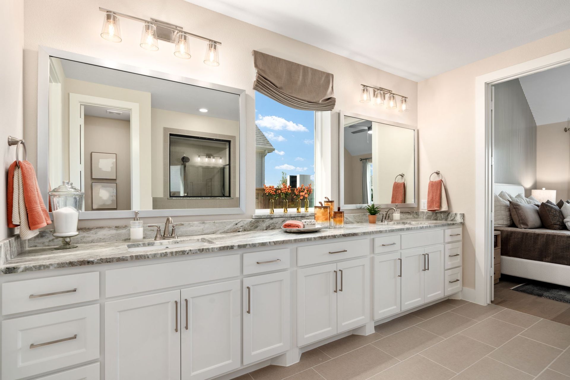Primary Bathroom Dual Vanity – Mosaic Celina 50' Model