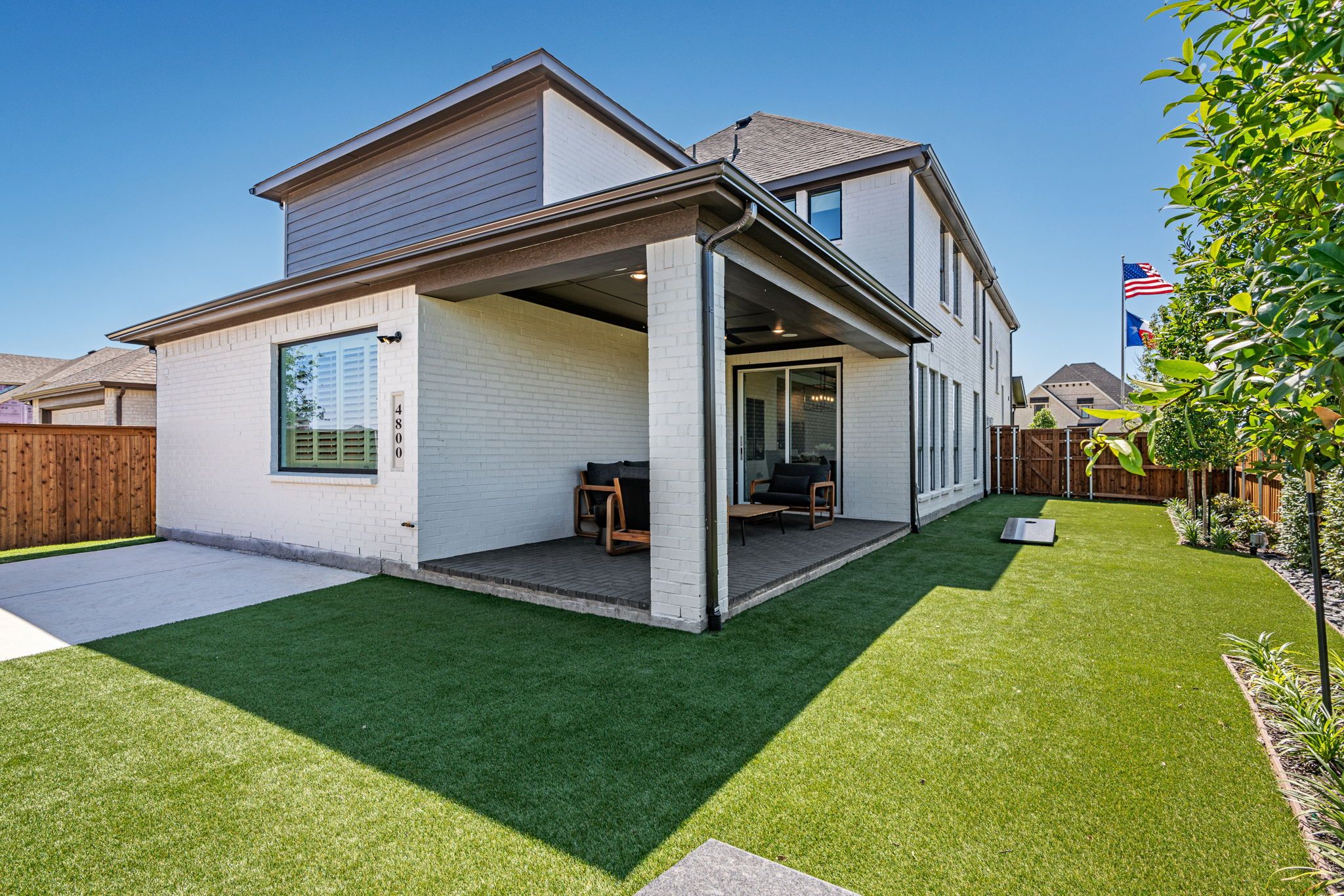 Covered Back Patio with Turf Yard – 4800 Triadic Ln