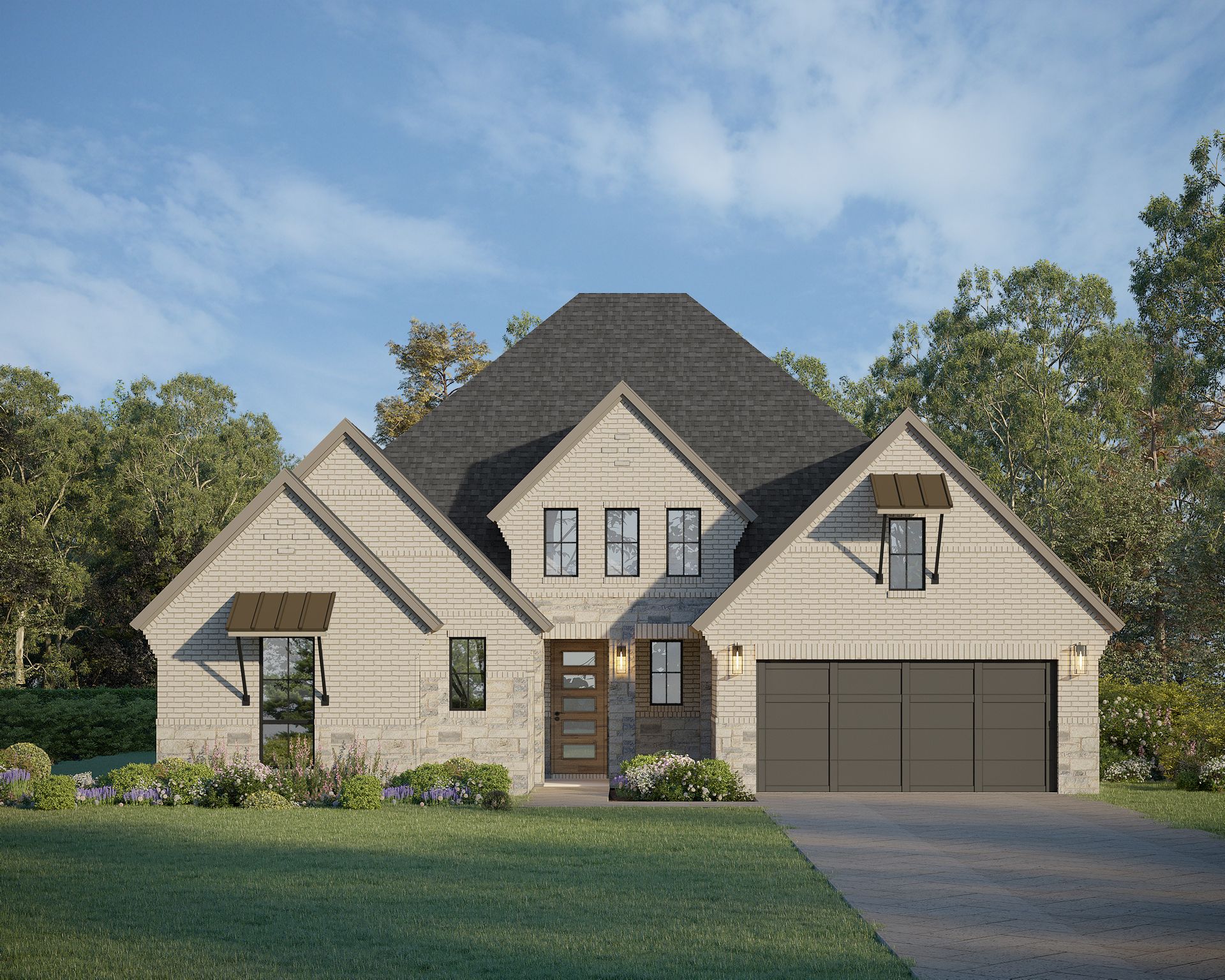 Plan 1624 Elevation C w/ Stone