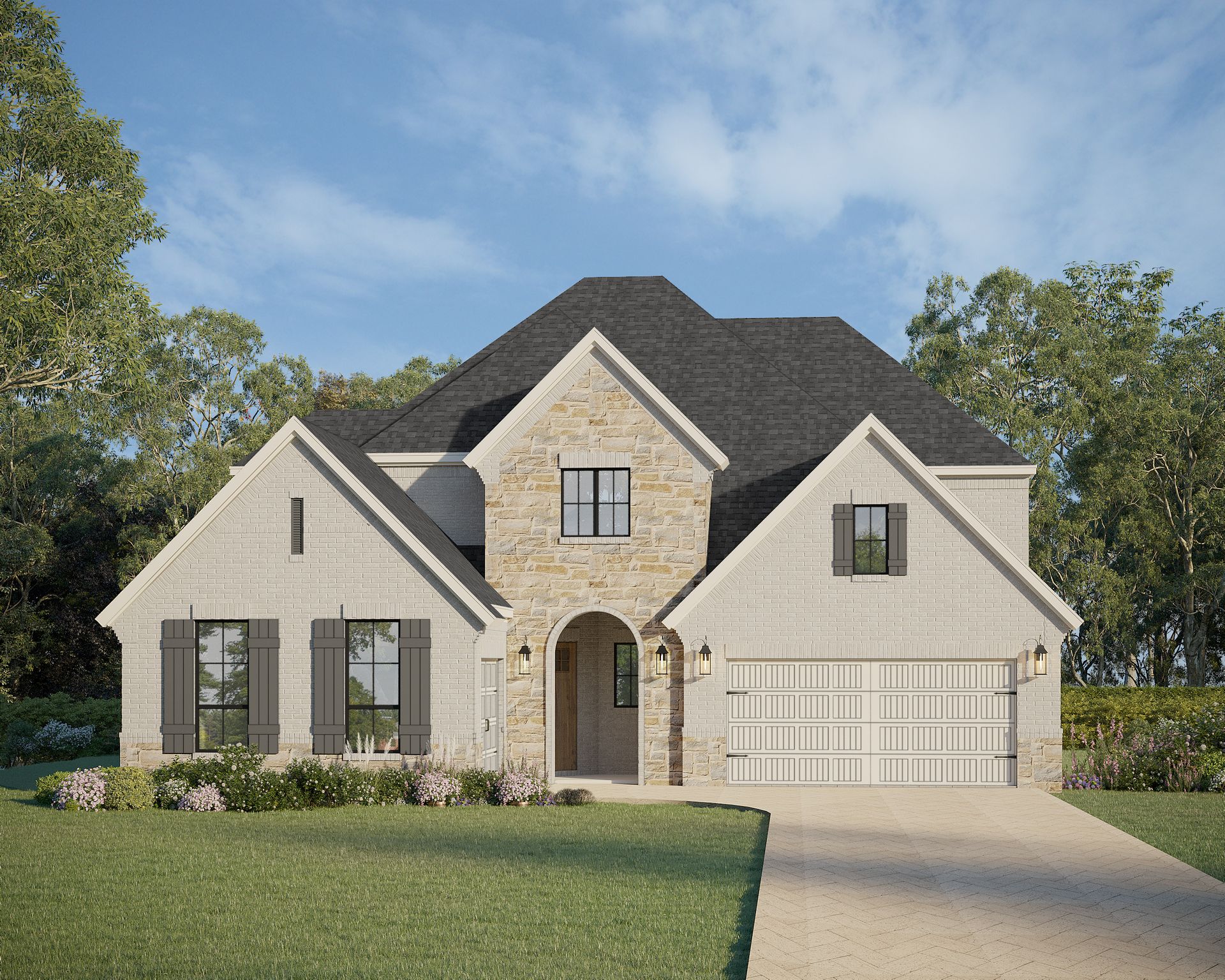 Plan 1634 Elevation D w/ Stone
