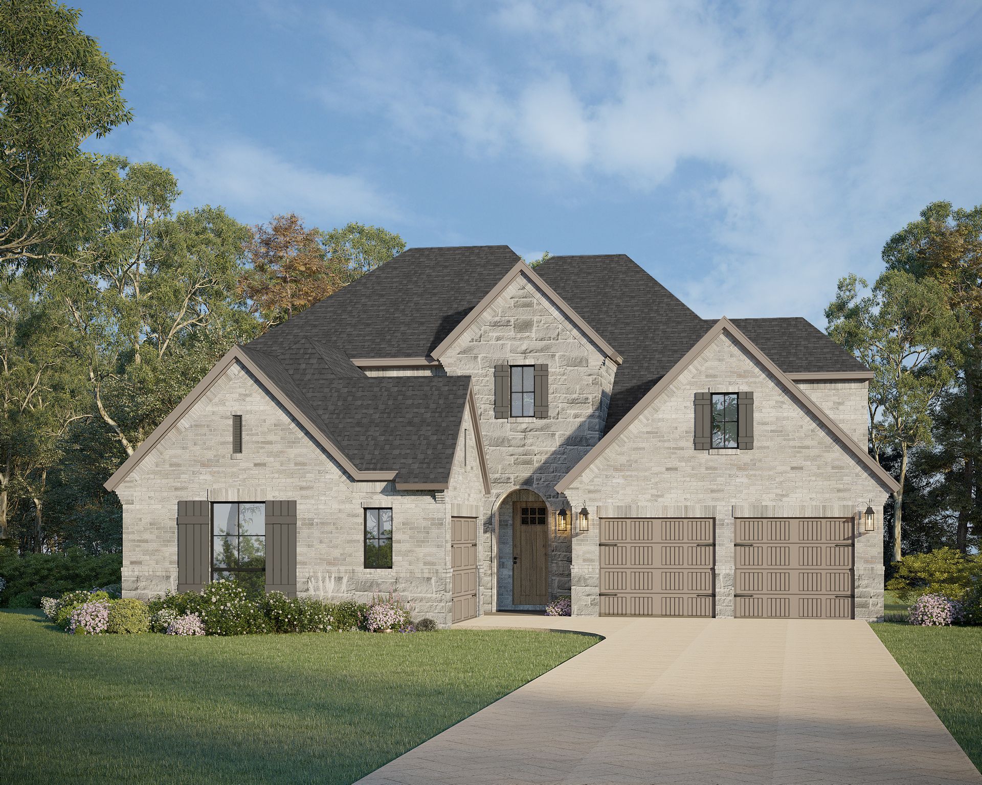 Plan 1648 Elevation E w/ Stone