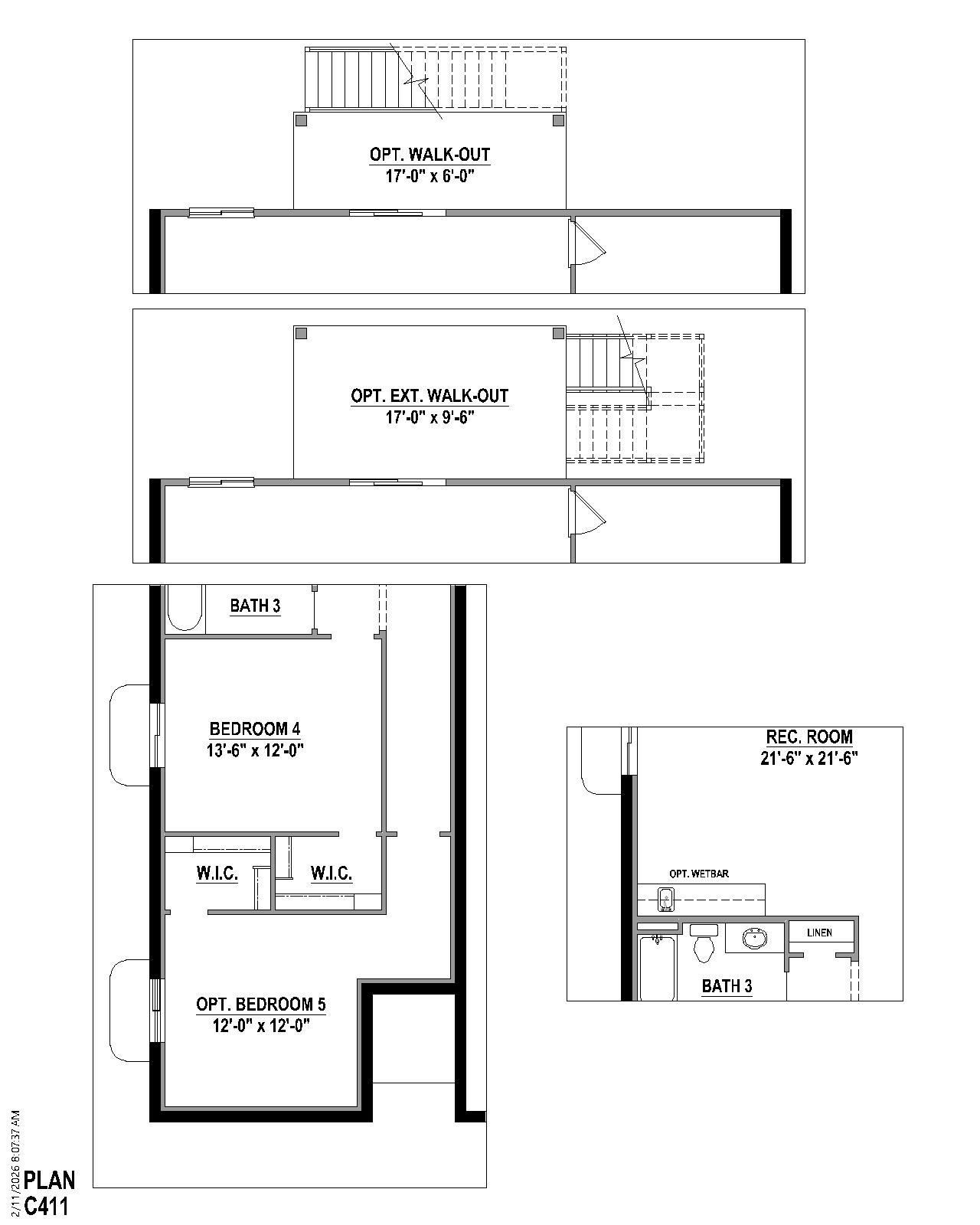 Plan C411 Basement Options