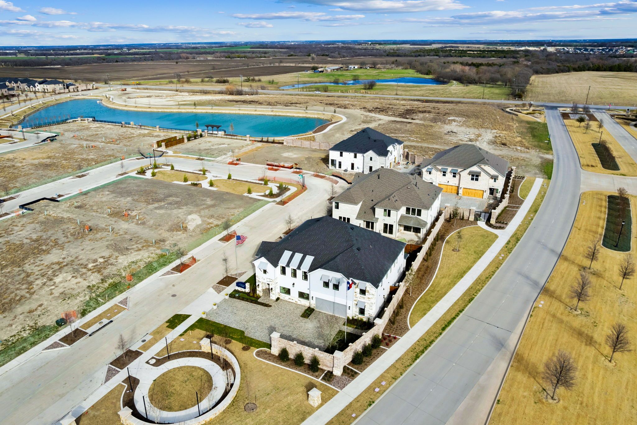 Mustang Lakes Community Aerial with Lake – Celina TX