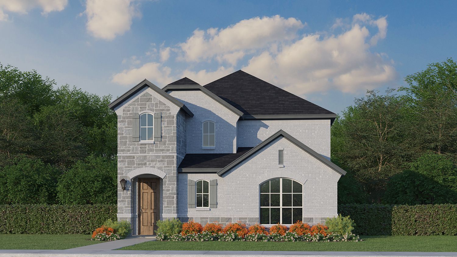 Plan 1453 Elevation A w/ Stone