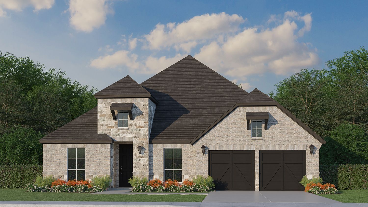 Plan 1629 Elevation B with Stone