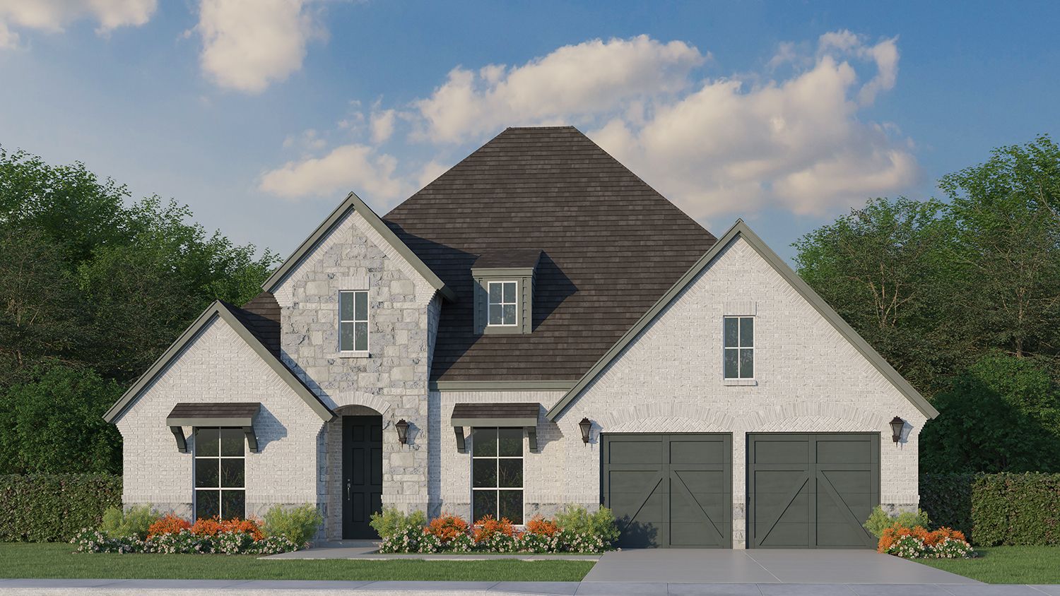 Plan 1629 Elevation C with Stone