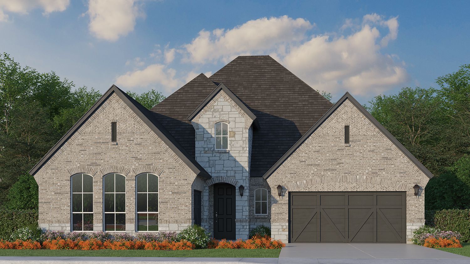Plan 1638 Elevation A with Stone