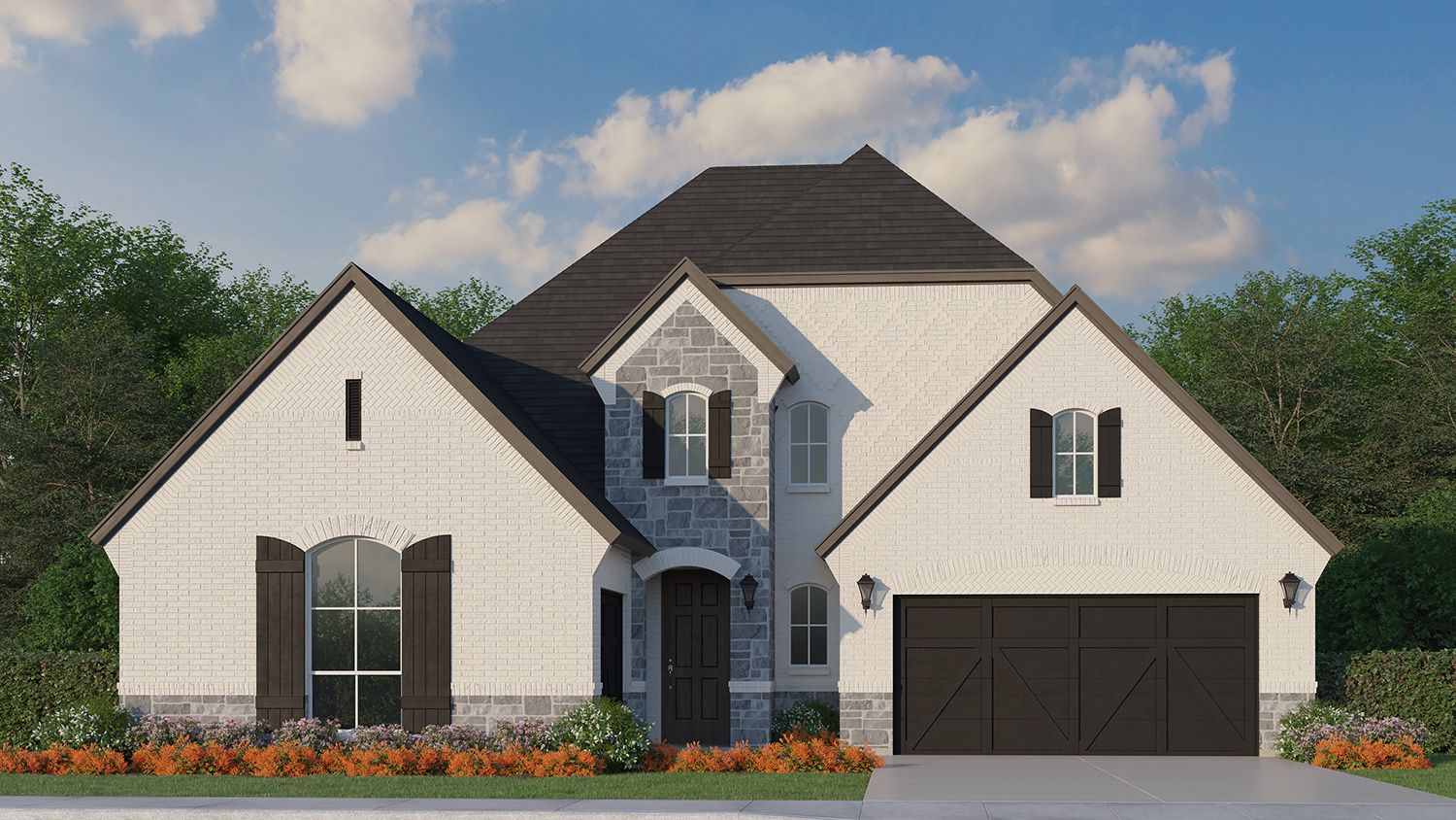 Plan 1638 Elevation C with Stone
