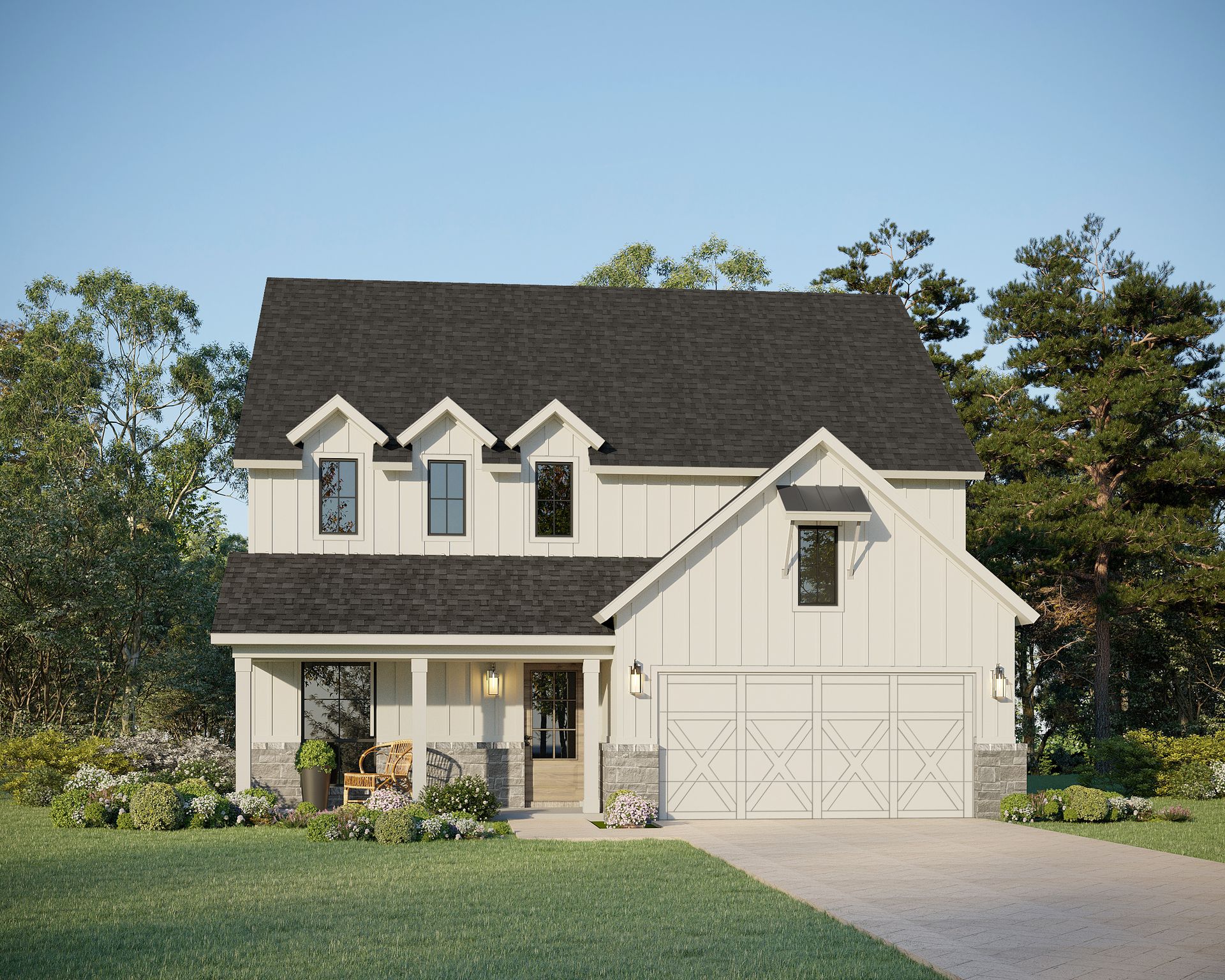 Plan 1567 Elevation B w/ Stone
