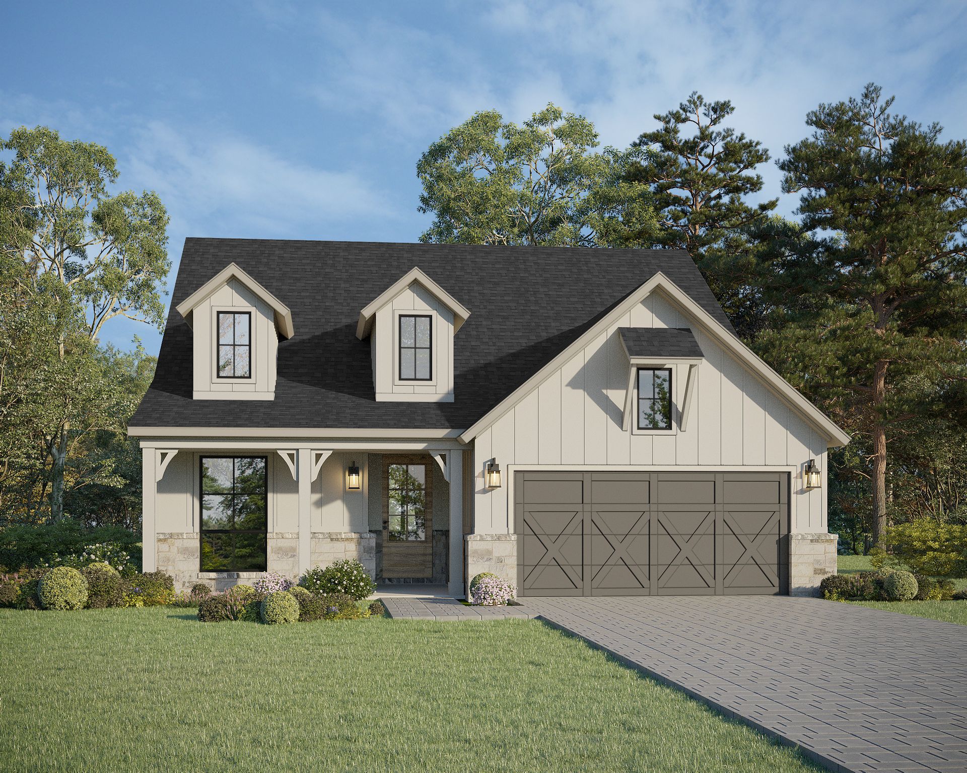 Plan 1544 Elevation B w/ Stone