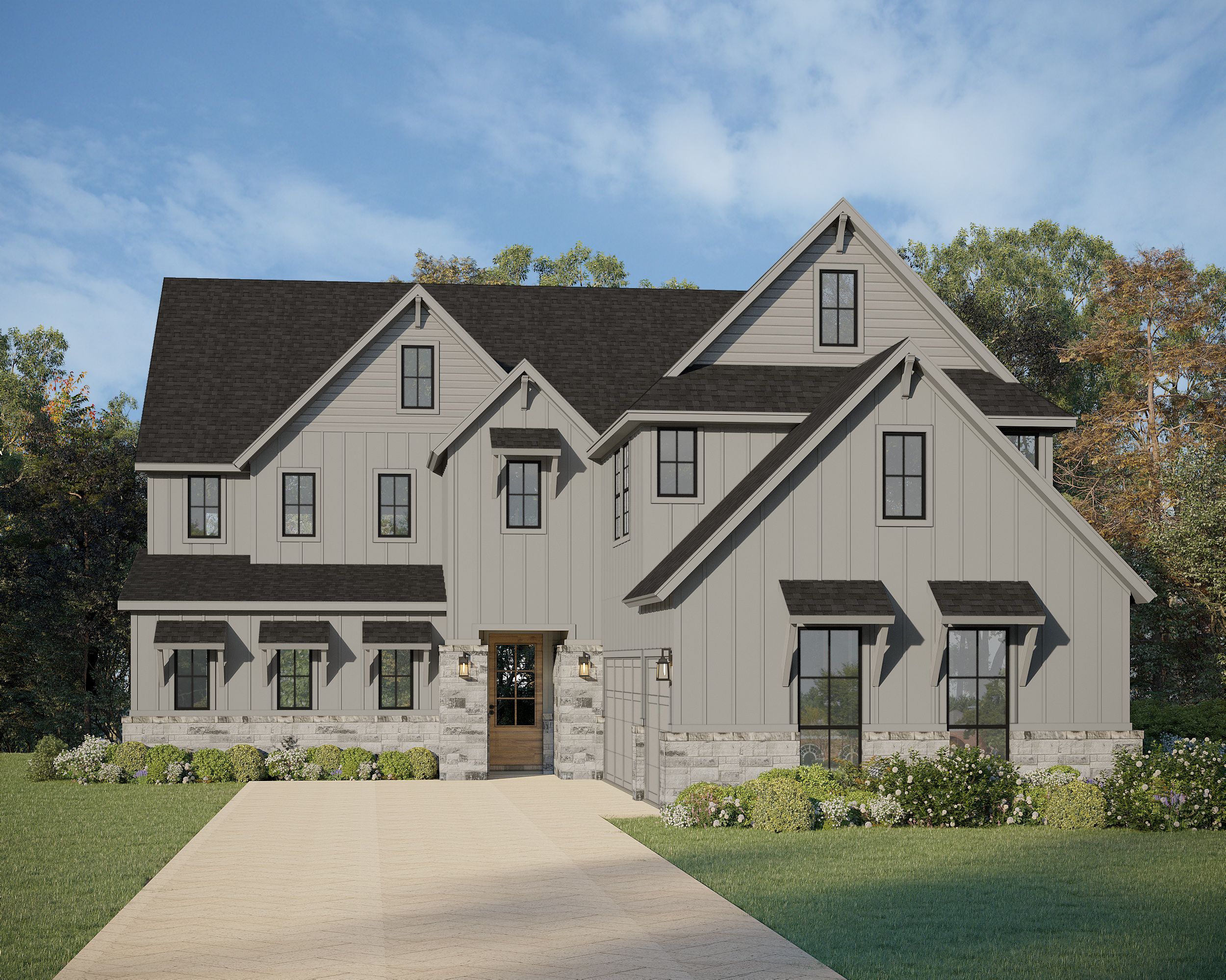 Plan 1644 Elevation E w/ Stone