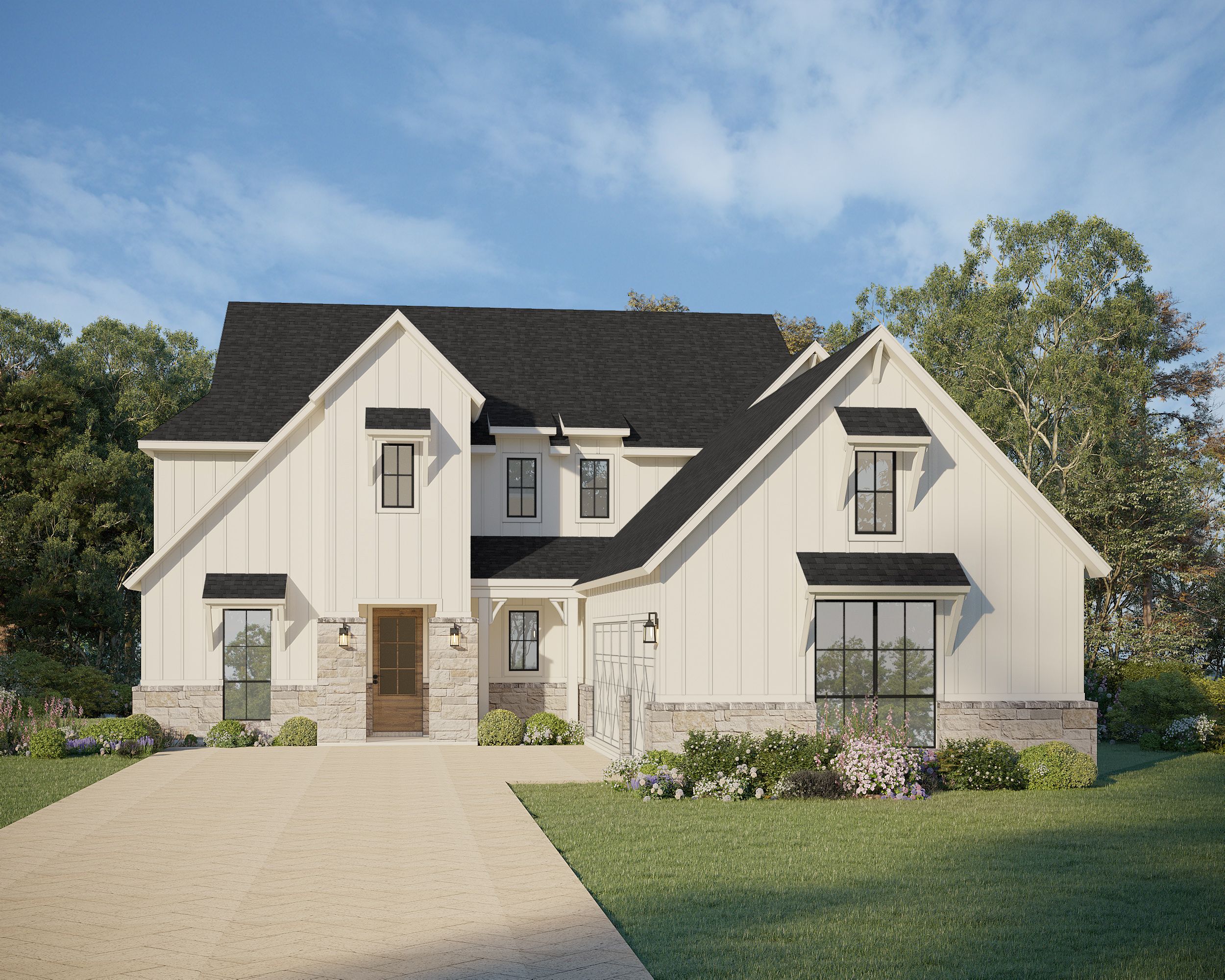 Plan 1643 Elevation E w/ Stone