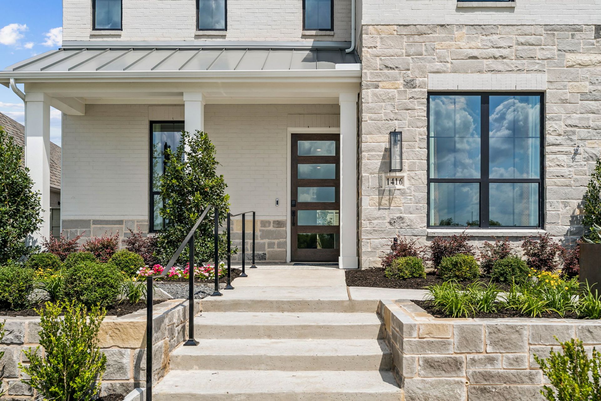 Welcoming Covered Front Porch with Modern Design