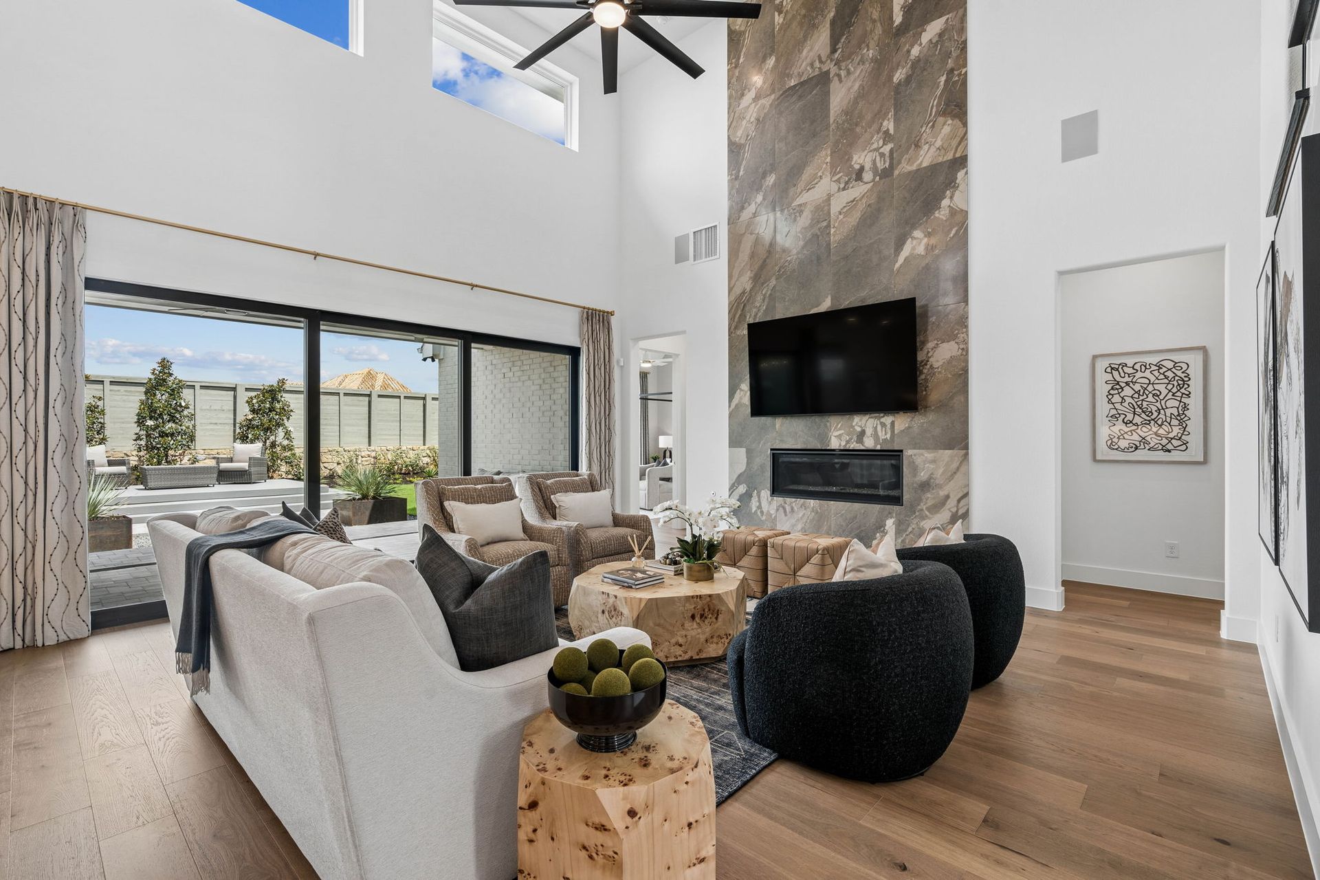 Dramatic Great Room with Floor-to-Ceiling Fireplace