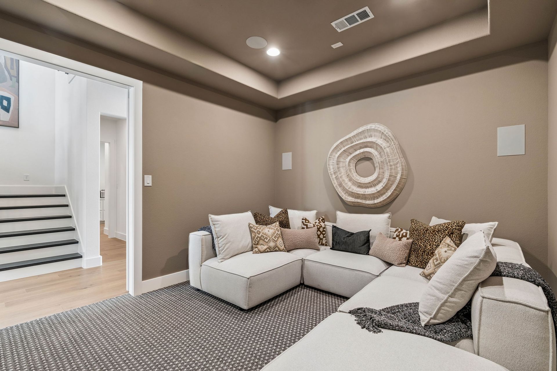 Cozy Entertainment Lounge with Designer Finishes