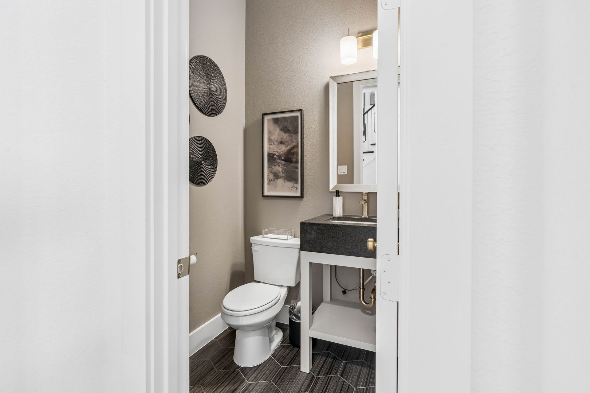Stylish Powder Bath with Modern Finishes