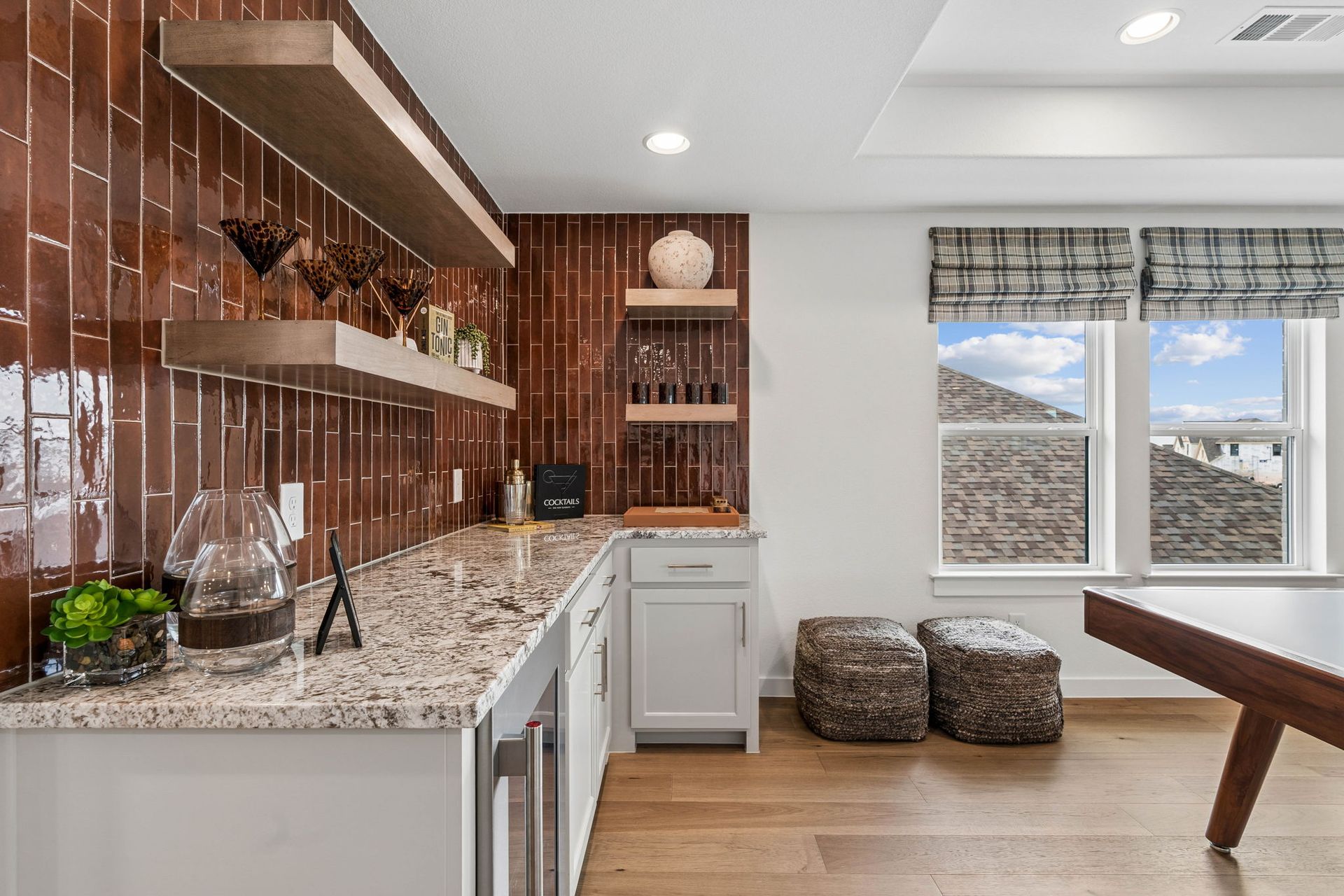 Designer Wet Bar with Custom Tile Backsplash