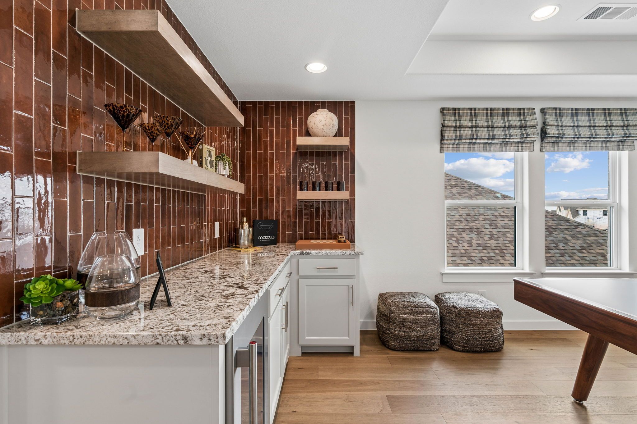 Designer Wet Bar with Custom Tile Backsplash