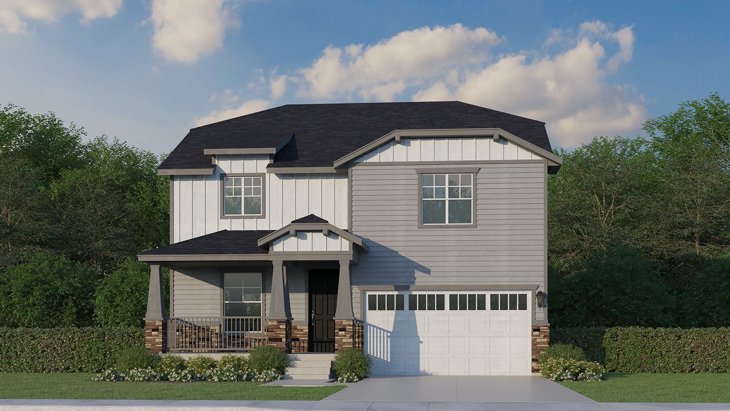 Plan C375 Elevation B w/ Stone