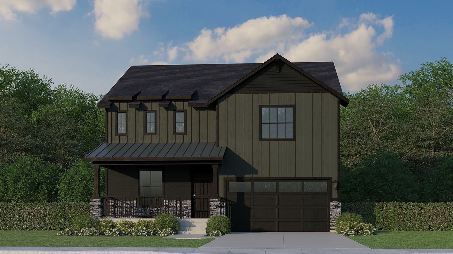 Plan C375 Elevation C w/ Stone