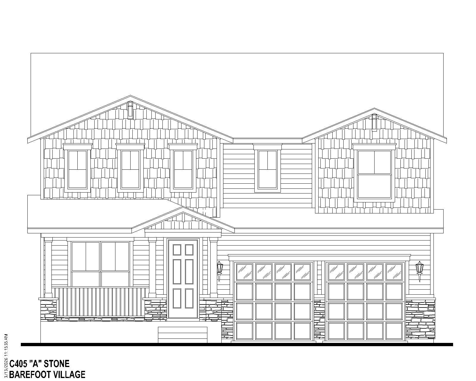 Plan C405 BV Elevation w/ Stone