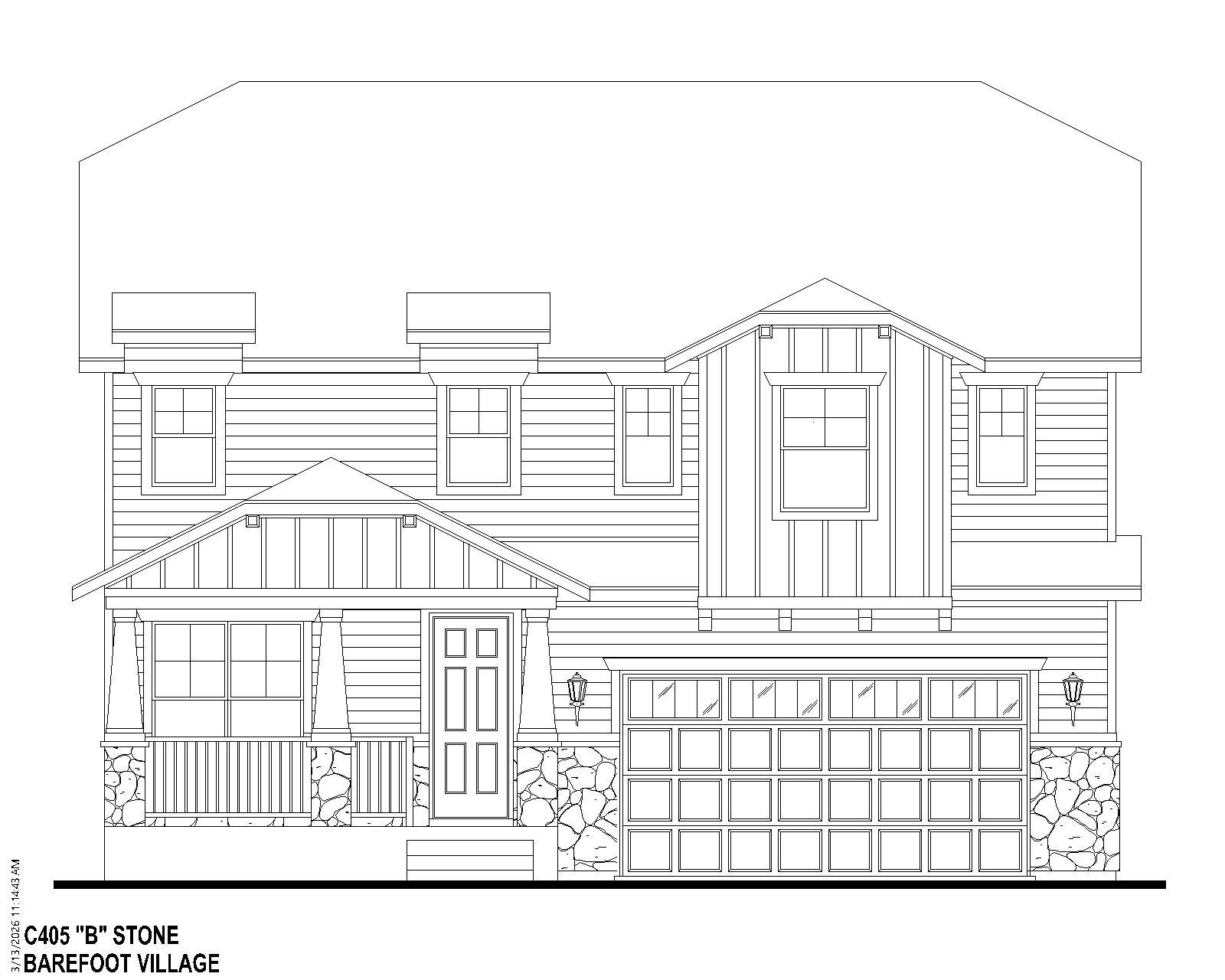 Plan C405 BV Elevation B w/ Stone
