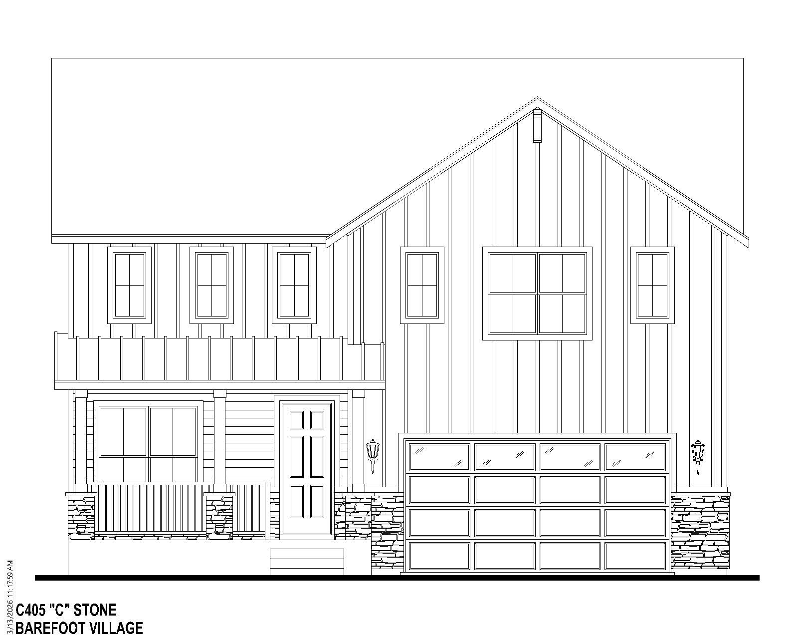 Plan C405 BV Elevation C w/ Stone