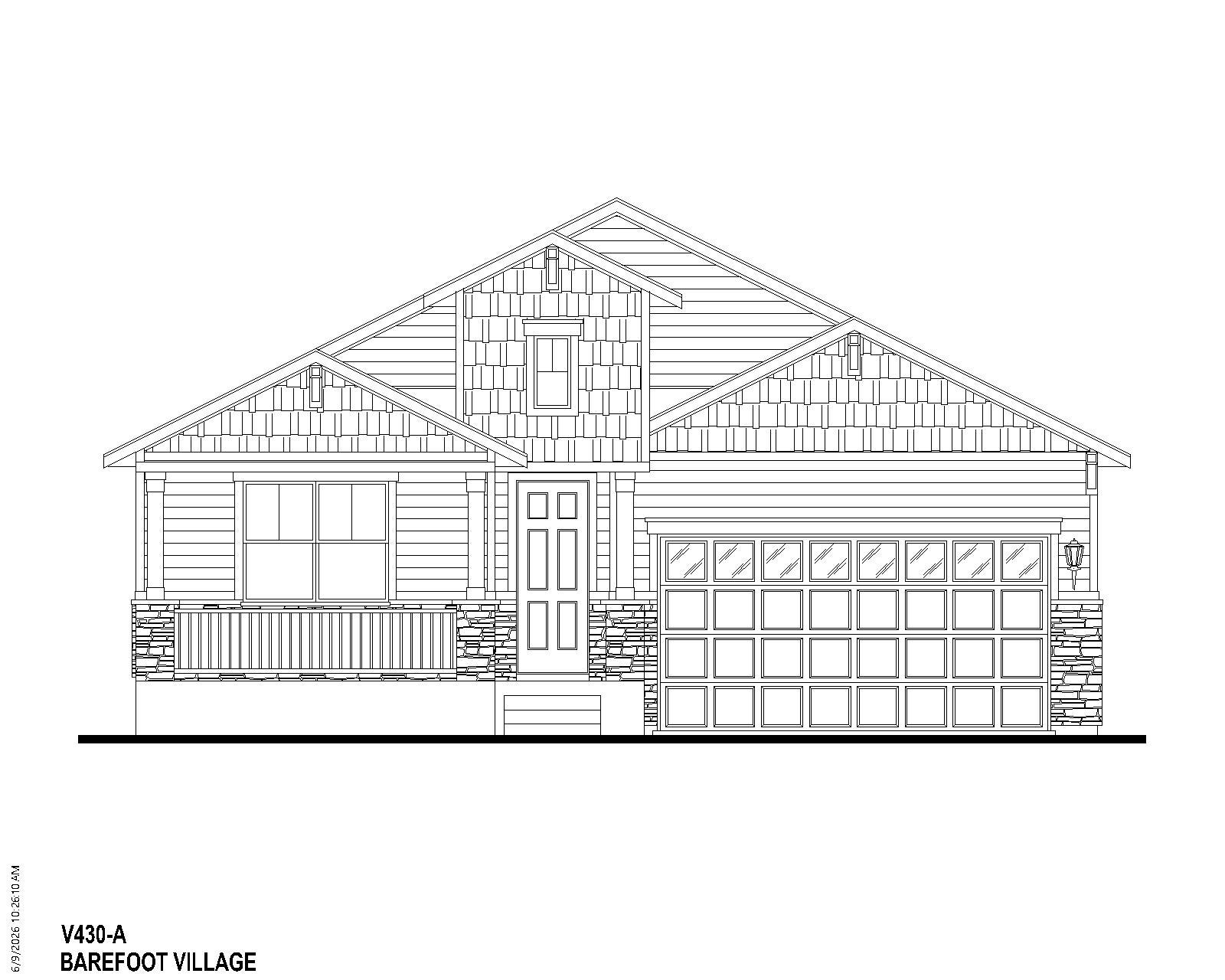 Plan V430 BV Elevation A w/ Stone